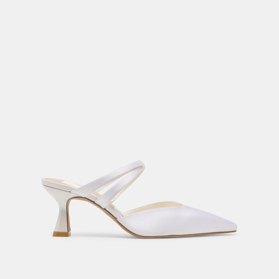 linore heels true white satin