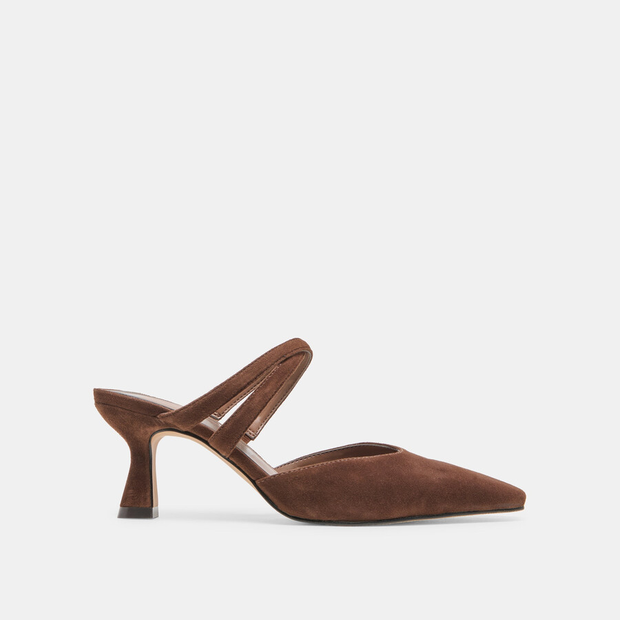 linore heels dk brown suede