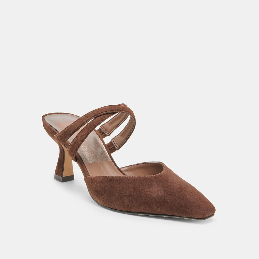 linore heels dk brown suede