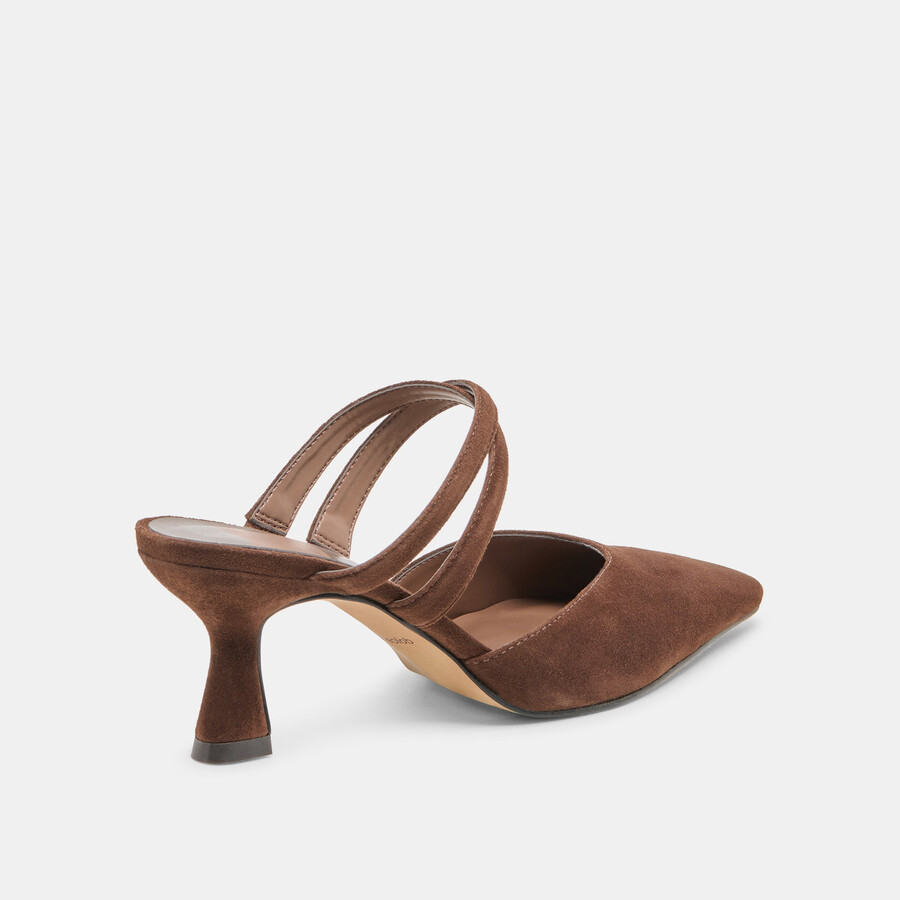 linore heels dk brown suede