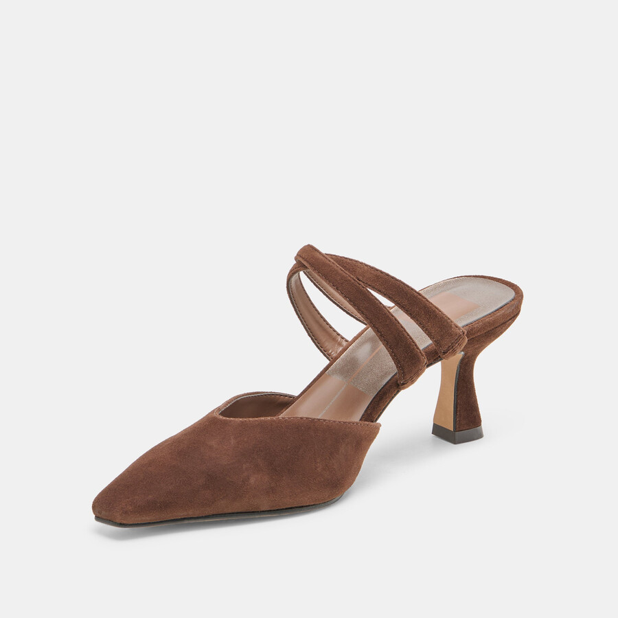 linore heels dk brown suede