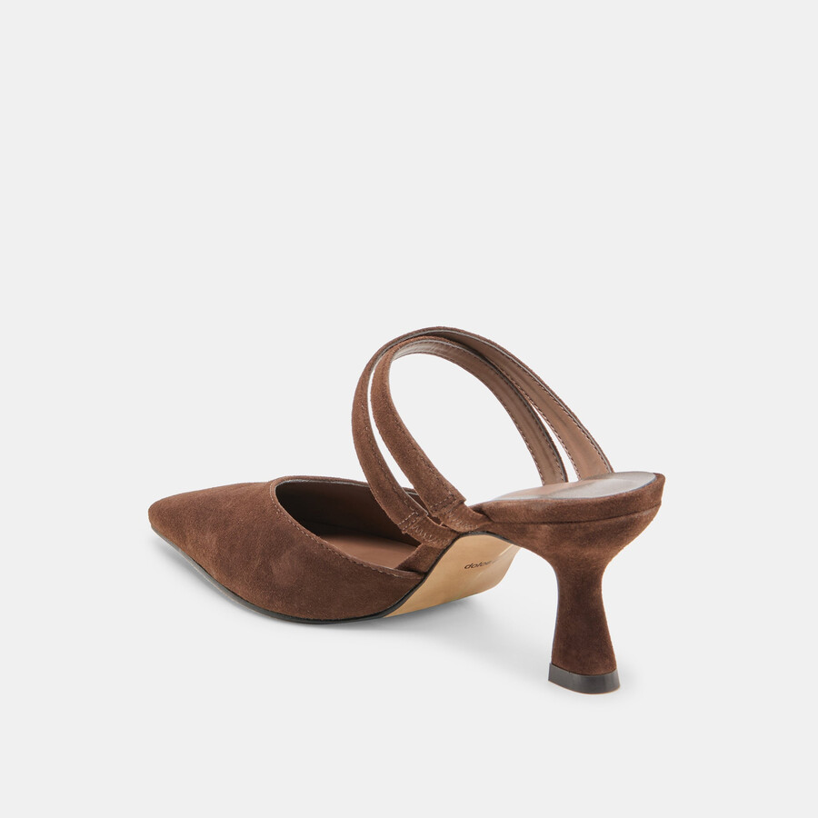 linore heels dk brown suede