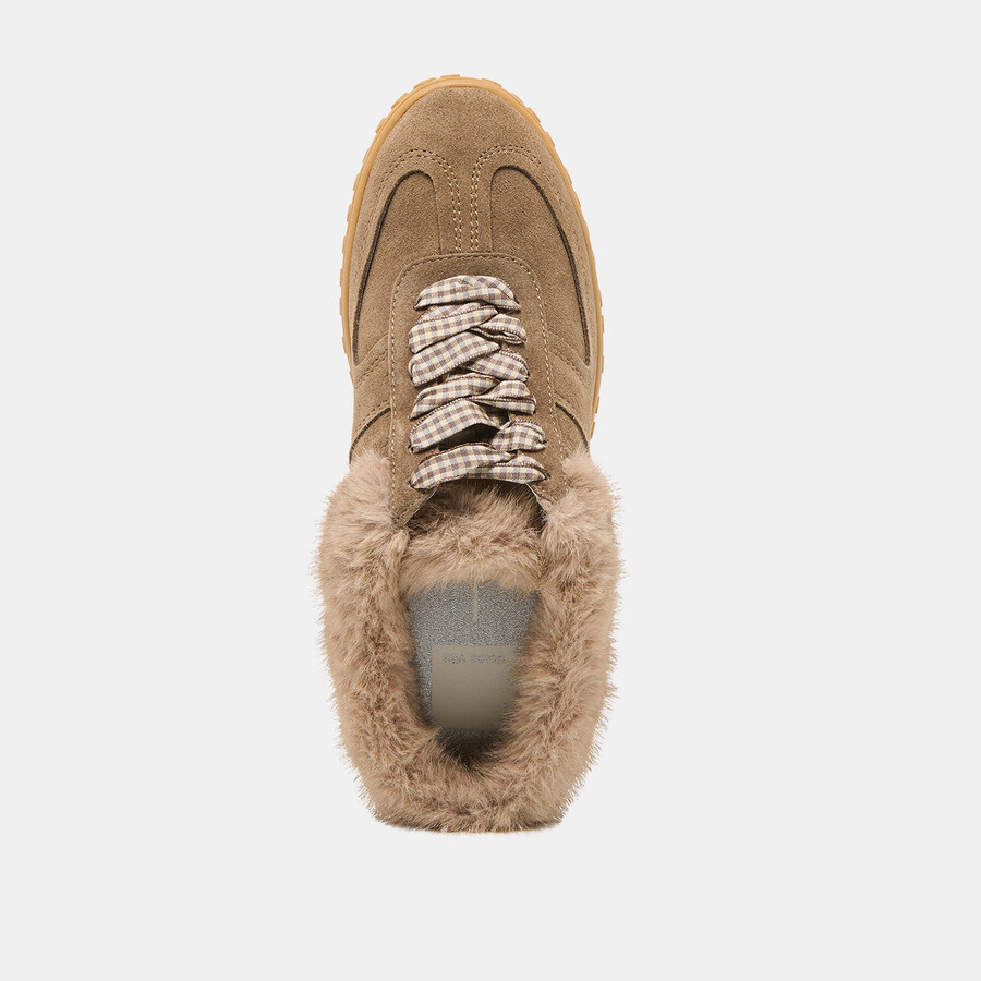 izzey plush sneakers olive suede