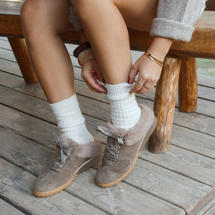 izzey plush sneakers olive suede