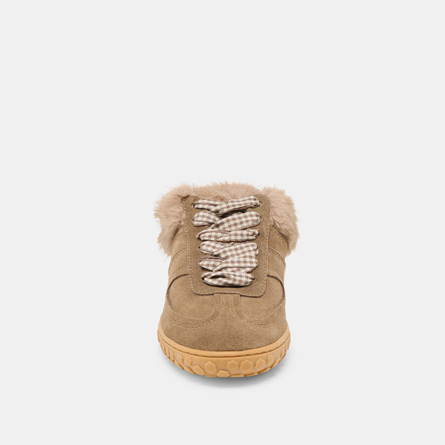 izzey plush sneakers olive suede