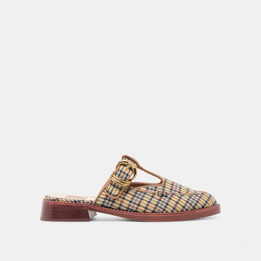 harlah flats yellow plaid tweed
