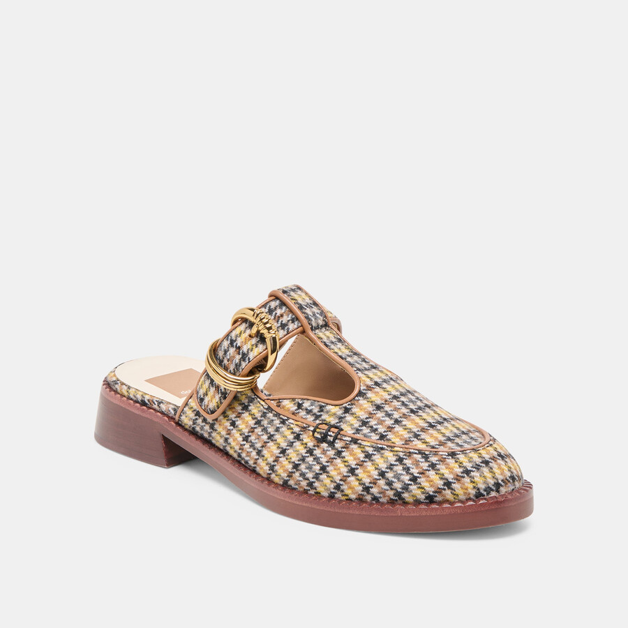 harlah flats yellow plaid tweed
