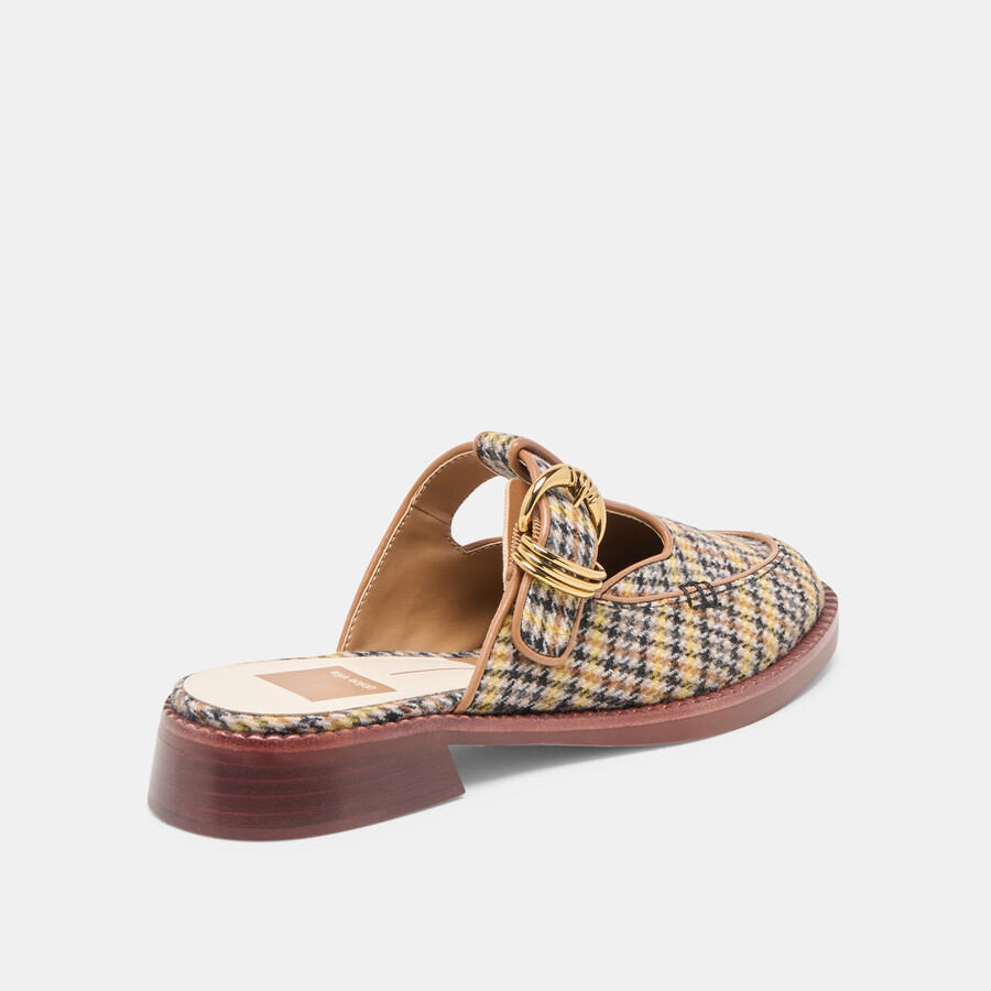 harlah flats yellow plaid tweed