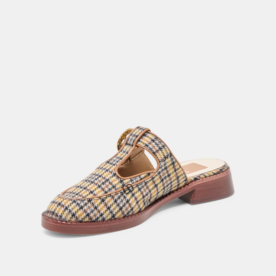 harlah flats yellow plaid tweed