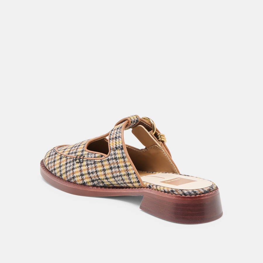 harlah flats yellow plaid tweed