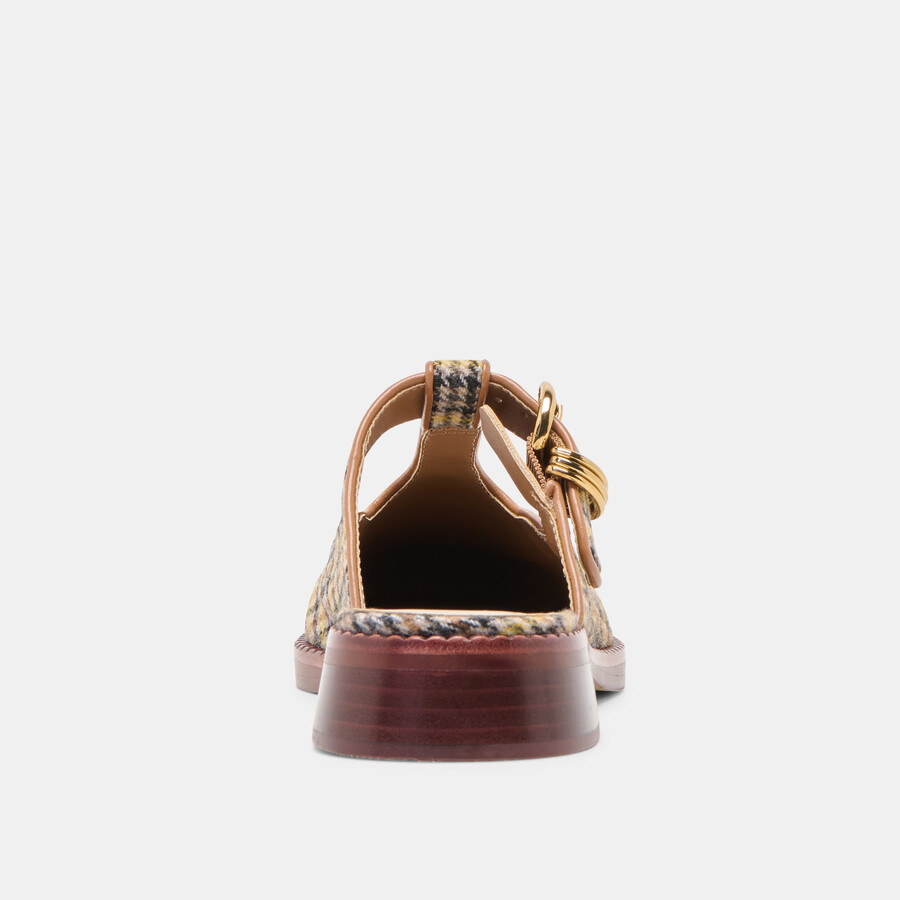 harlah flats yellow plaid tweed