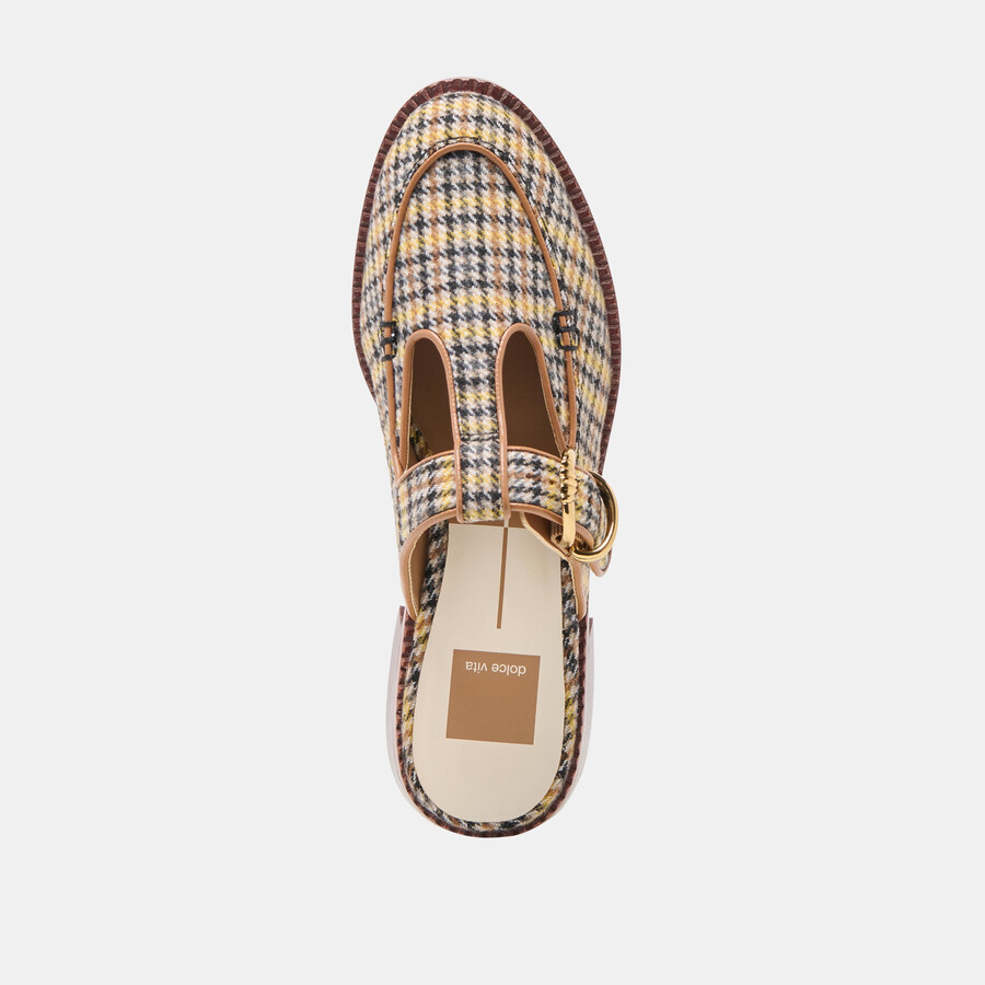 harlah flats yellow plaid tweed