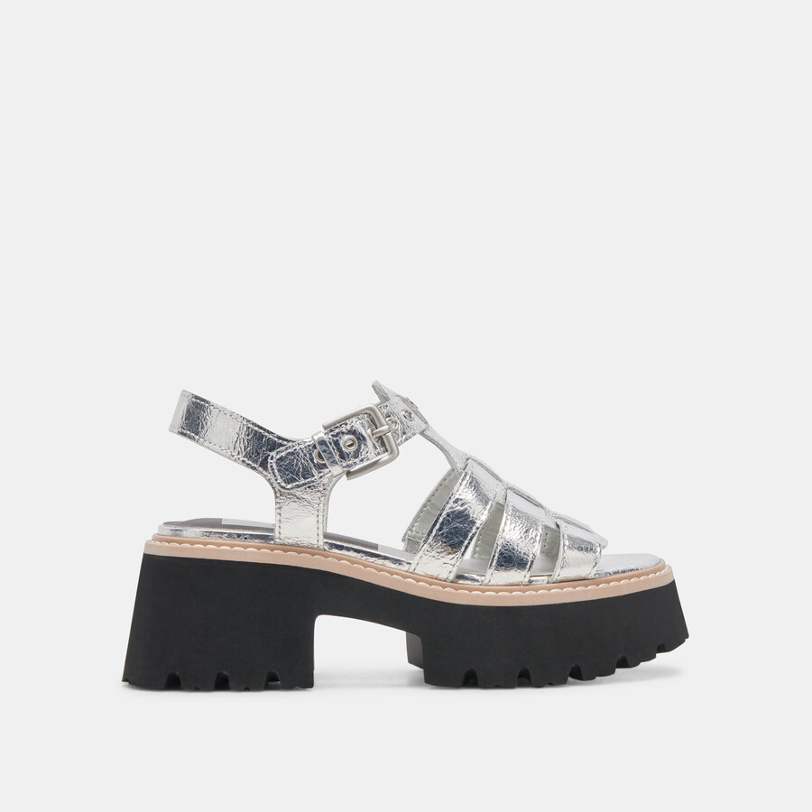 latice sandals silver distressed leather