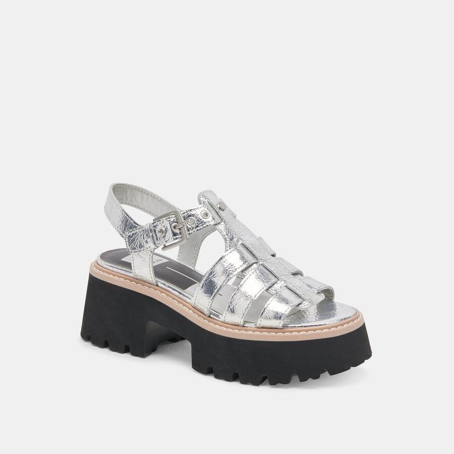 latice sandals silver distressed leather