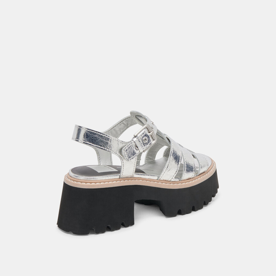 latice sandals silver distressed leather