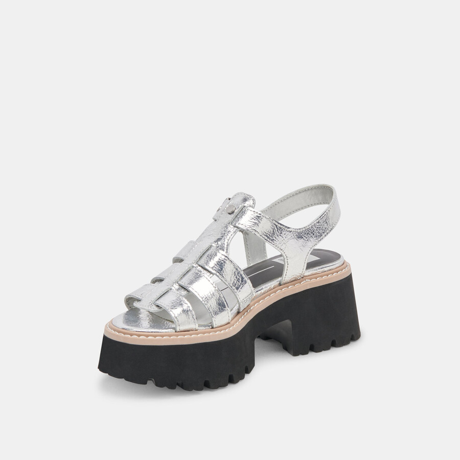 latice sandals silver distressed leather