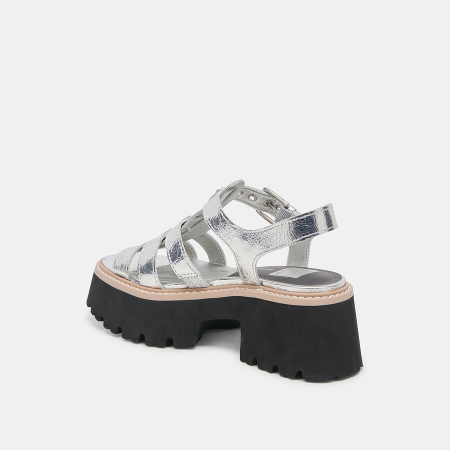 latice sandals silver distressed leather
