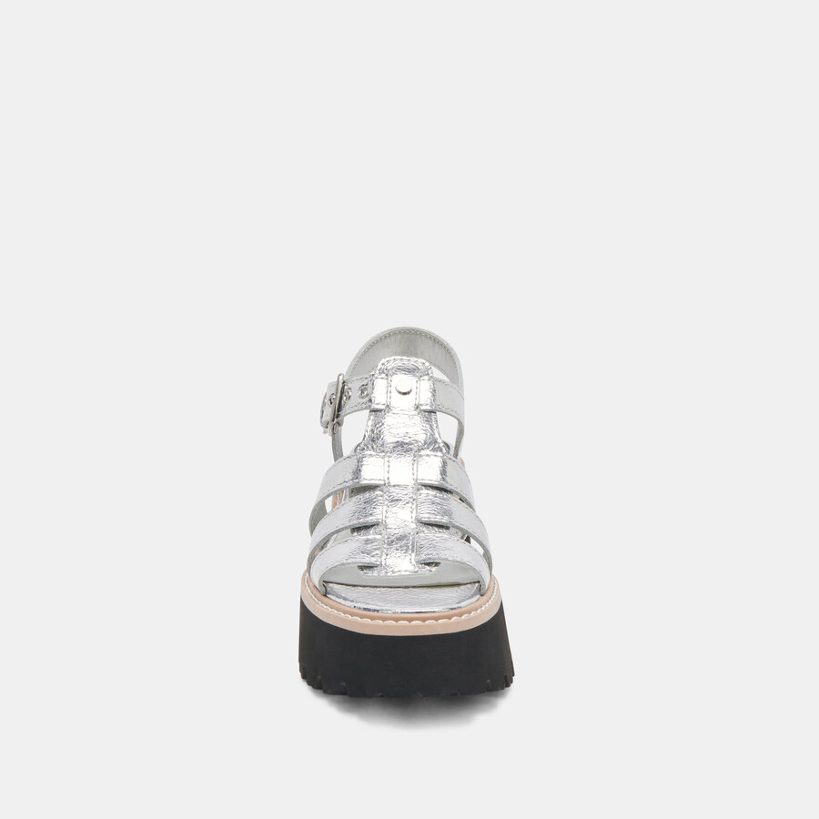latice sandals silver distressed leather
