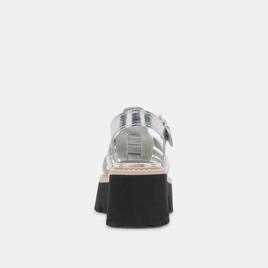 latice sandals silver distressed leather