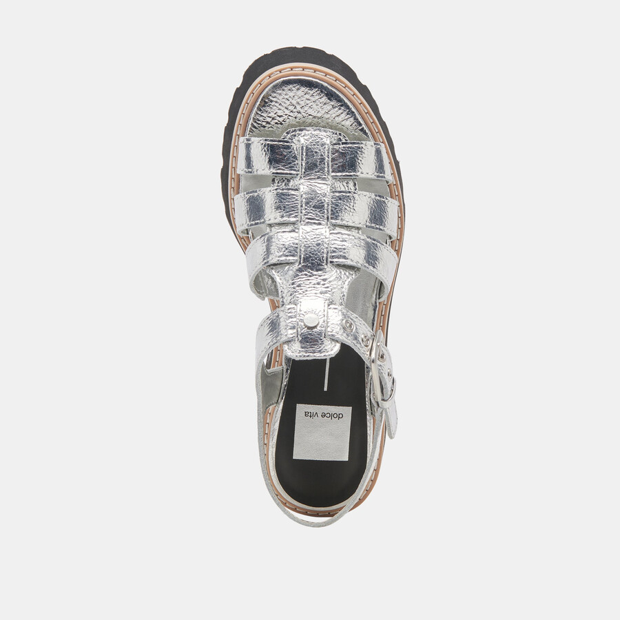 latice sandals silver distressed leather