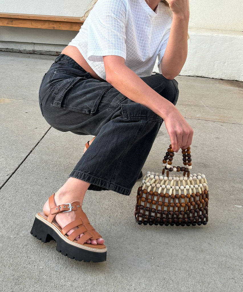 latice sandals brown leather