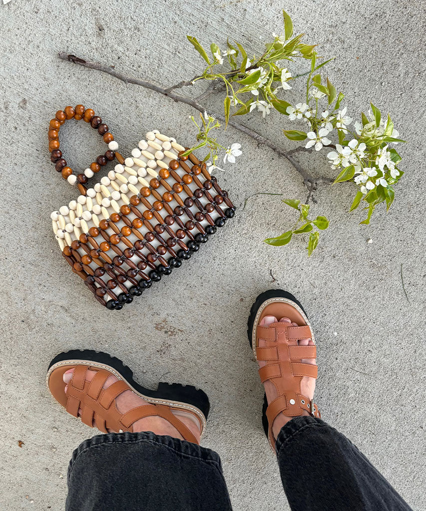 latice sandals brown leather
