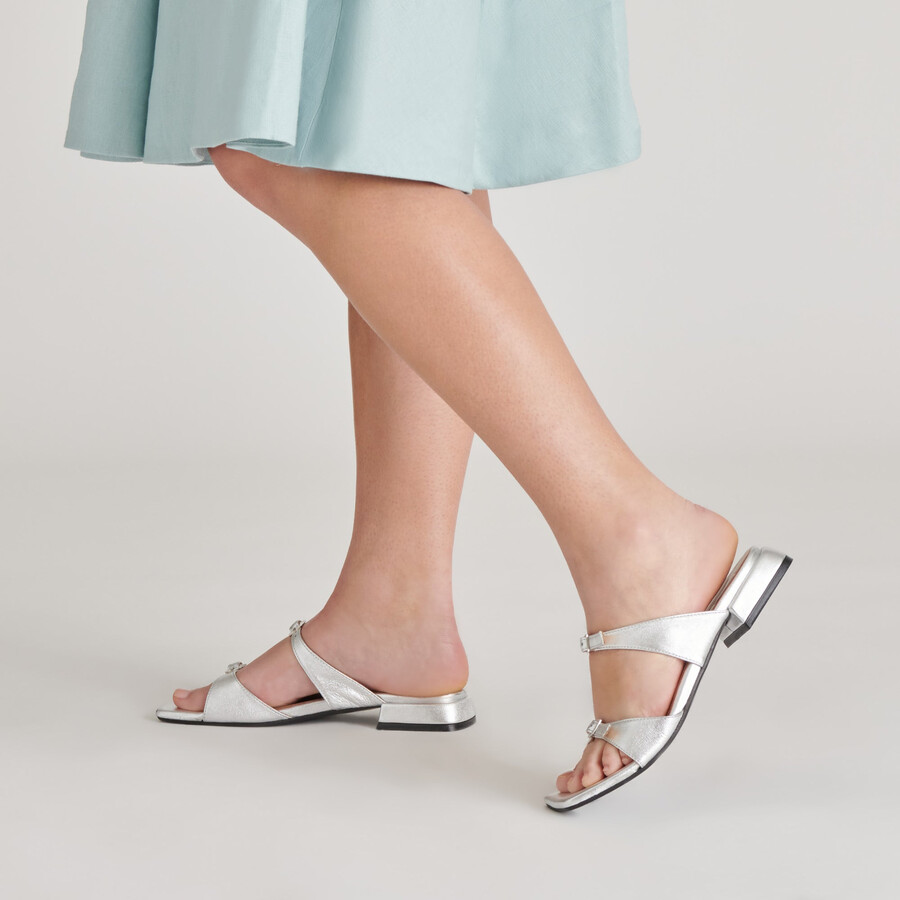 lavern sandals silver metallic leather