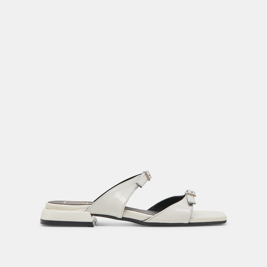 lavern sandals off white crinkle patent