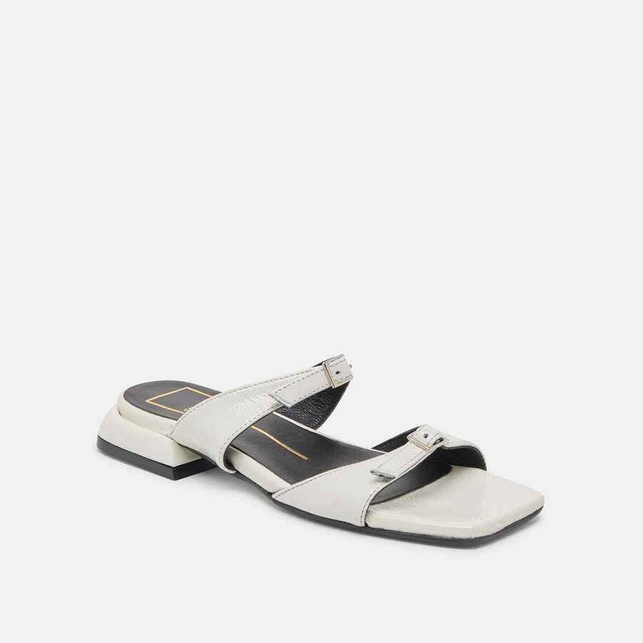 lavern sandals off white crinkle patent
