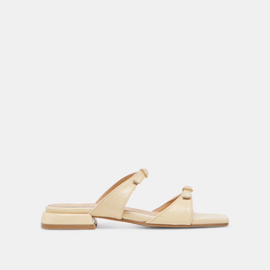 lavern sandals light yellow crinkle patent