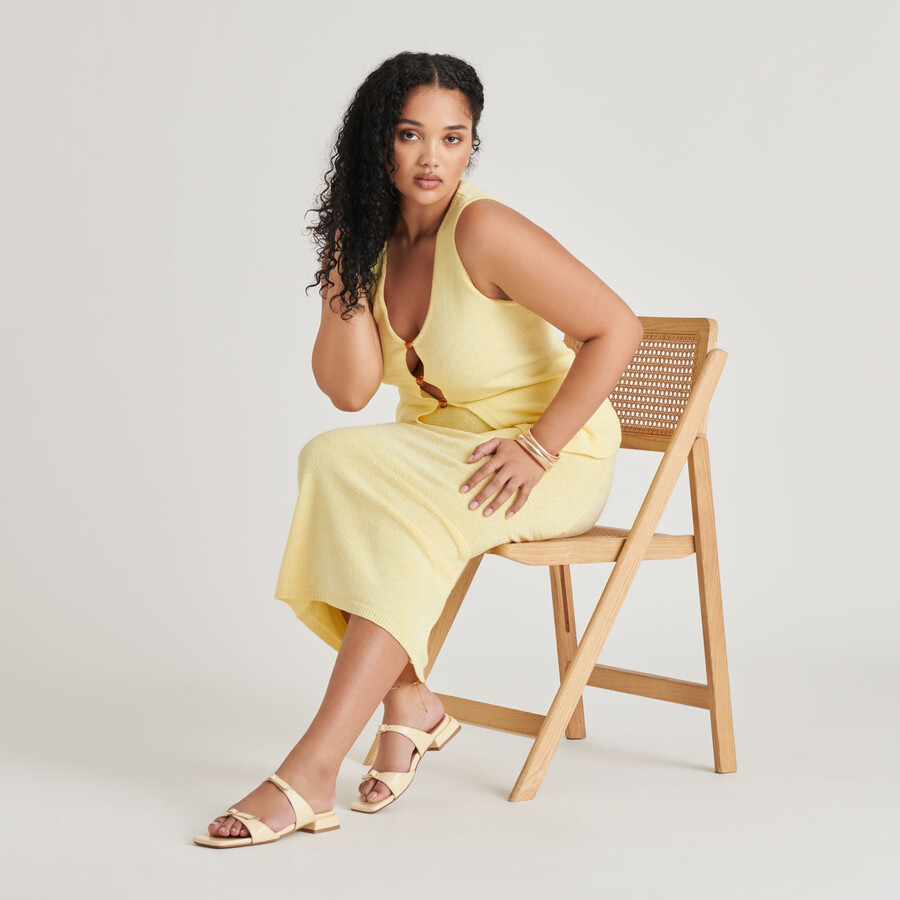 lavern sandals light yellow crinkle patent