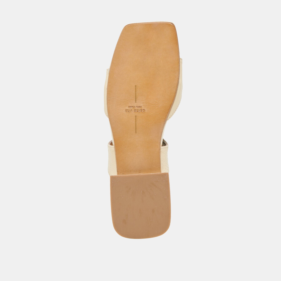 lavern sandals light yellow crinkle patent