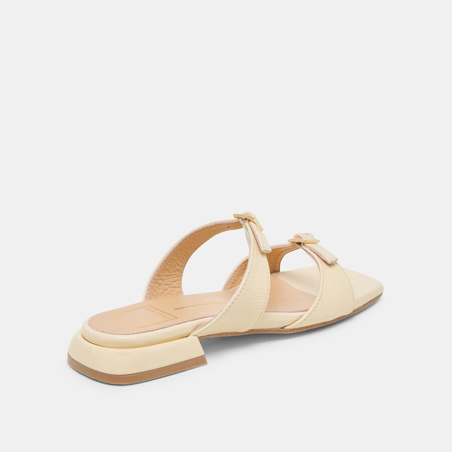 lavern sandals light yellow crinkle patent