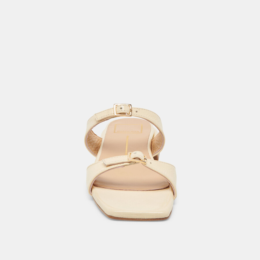 lavern sandals light yellow crinkle patent