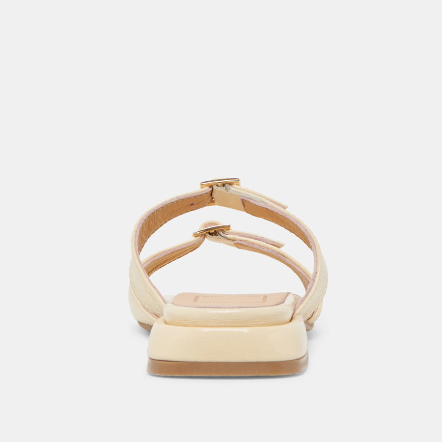 lavern sandals light yellow crinkle patent