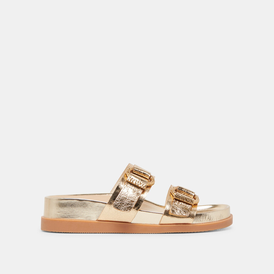 soya sandals gold distressed leather
