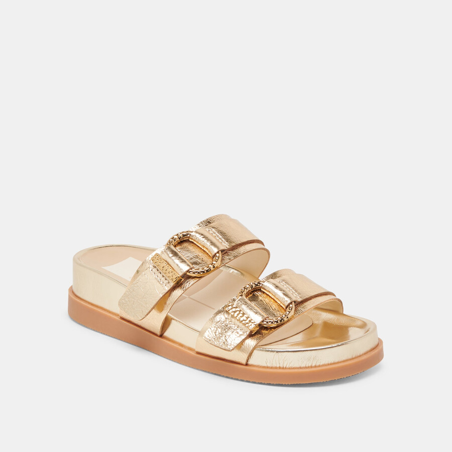 soya sandals gold distressed leather
