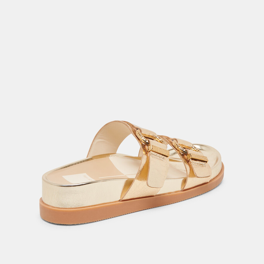 soya sandals gold distressed leather