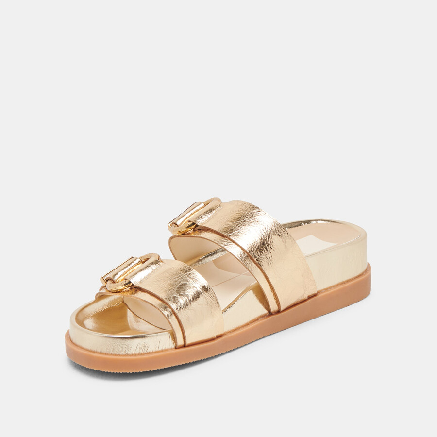 soya sandals gold distressed leather