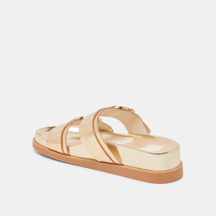 soya sandals gold distressed leather