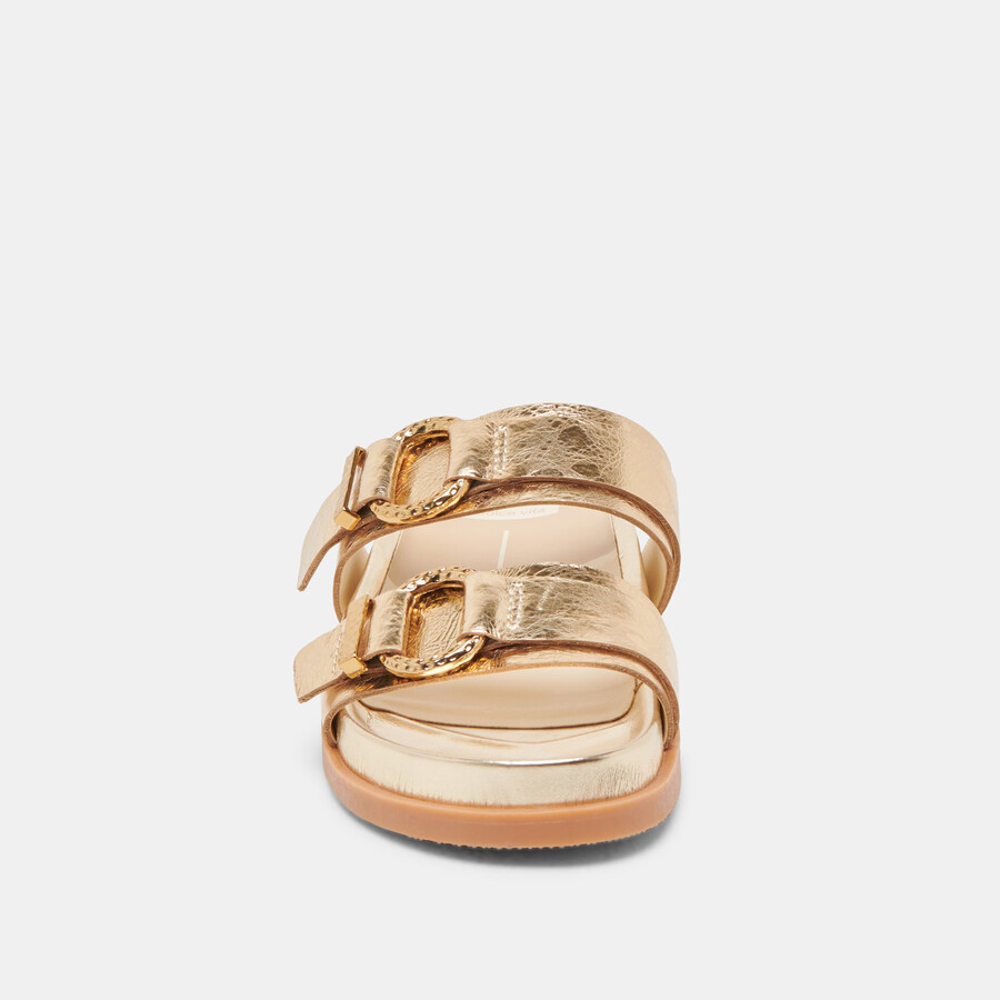 soya sandals gold distressed leather