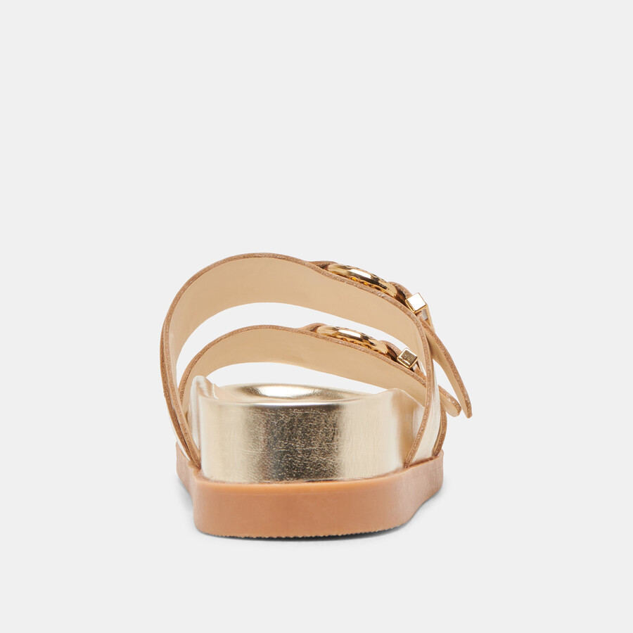 soya sandals gold distressed leather