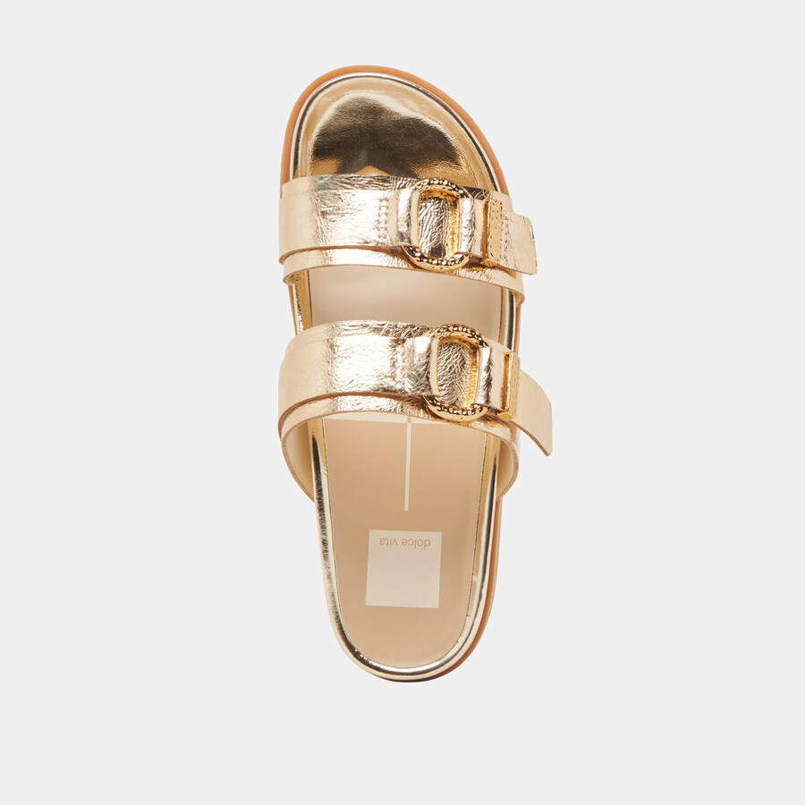 soya sandals gold distressed leather