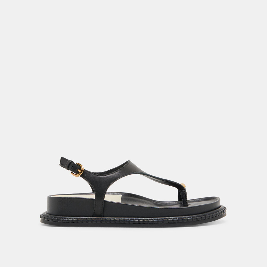 stefan sandals black leather