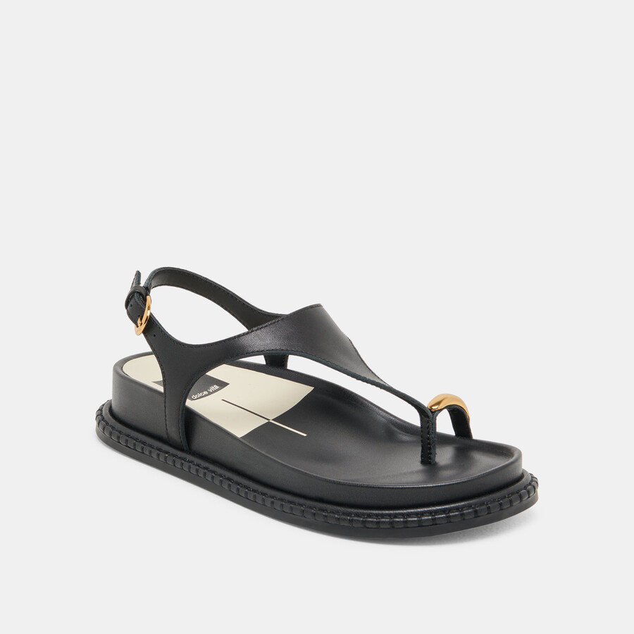 stefan sandals black leather