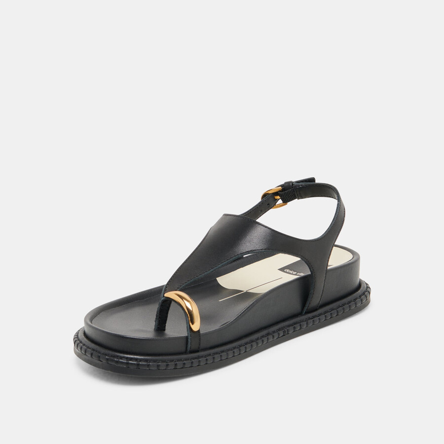 stefan sandals black leather
