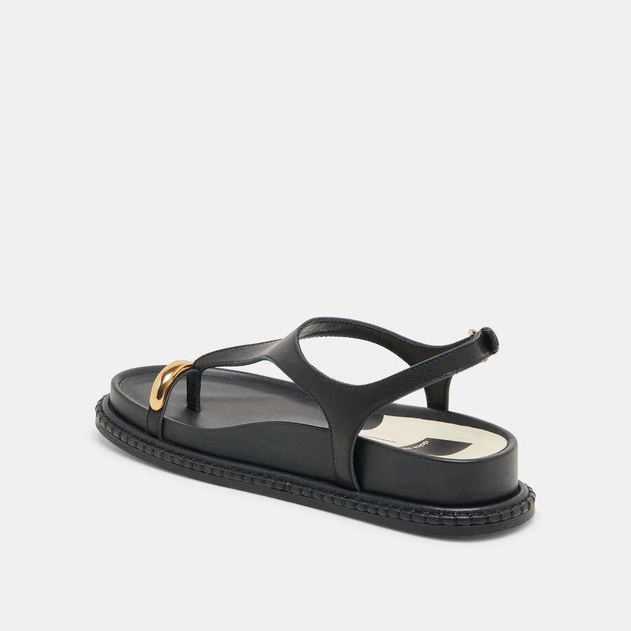 stefan sandals black leather