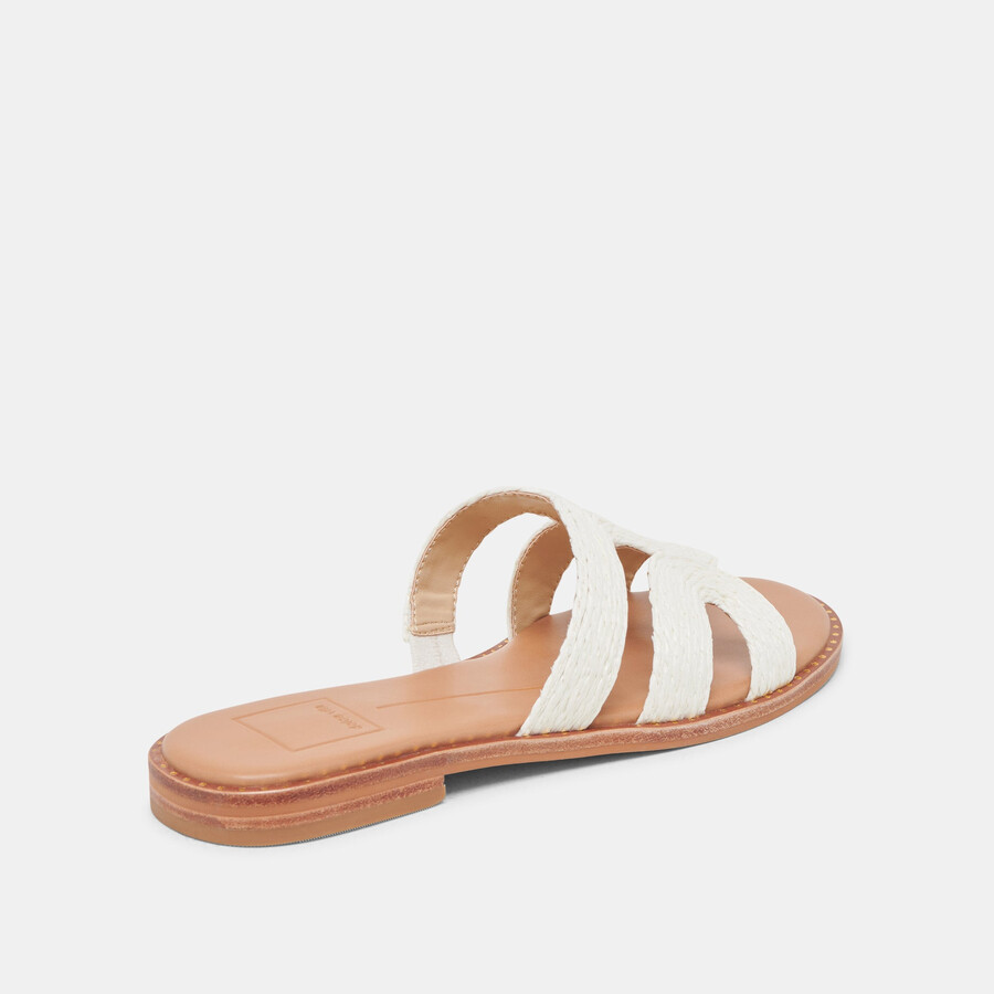emon wide sandals white raffia