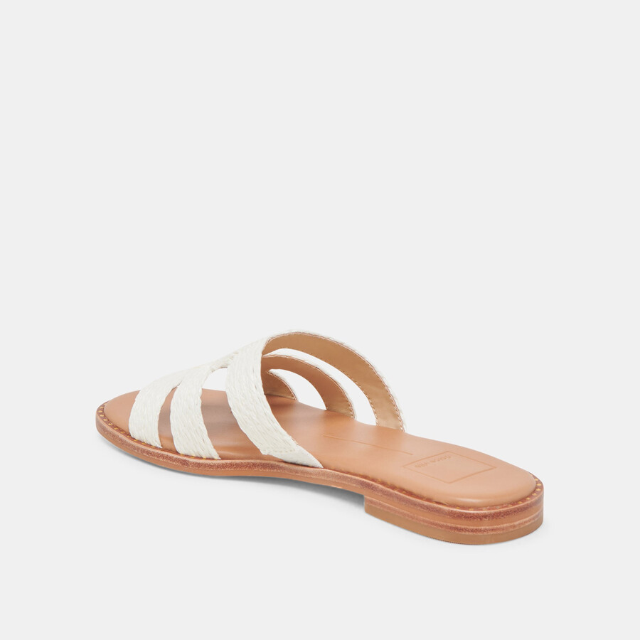 emon wide sandals white raffia