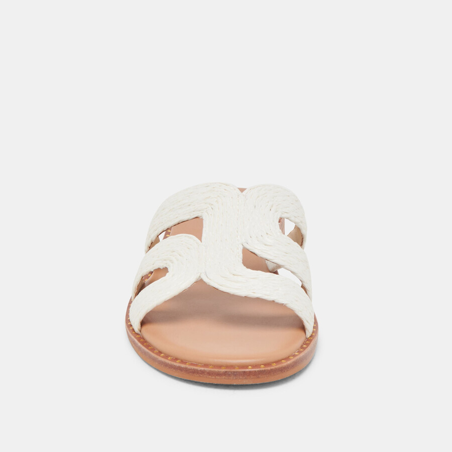 emon wide sandals white raffia